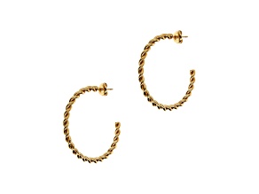 Gold Tone over Sophisticated Steel 1-1/2" Round Polished Twisted Hoop