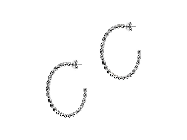 Sophisticated Steel 1-1/2" Round Polished Twisted Hoop