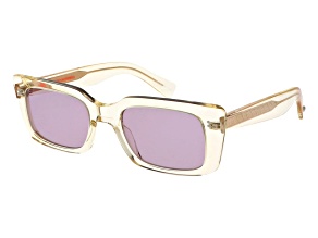 Garrett Leight 3030 Pure Glass Rectangular Frame / Semi Flat Plum Lenses Sunglasses