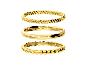 18K Yellow Gold Over Bronze, Set 3 Thin Band Rings