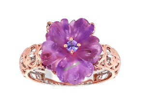 Purple Amethyst Rhodium & 18k Rose Gold Over Palladium Sterling Silver Carved Ring 2.45ctw
