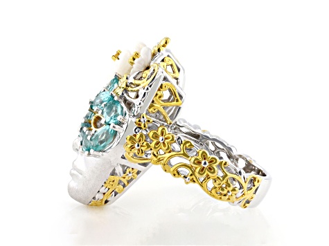 LETICIA バレッタ VALLETTA 01 Silver Teal Dauphin Apatite Rhodium & 24K Gold Over Palladium