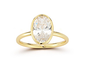 Rachel Zoe 14K Yellow Gold Over Sterling Silver Oval White Cubic Zirconia Solitaire Ring