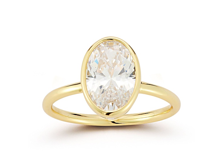 Rachel Zoe 14K Yellow Gold Over Sterling Silver Oval White Cubic Zirconia Solitaire Ring