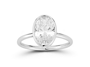 Rachel Zoe Rhodium Over Sterling Silver Oval White Cubic Zirconia Solitaire Ring