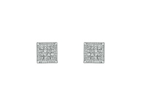White Diamond Sterling Silver Cluster Earrings 0.13ctw