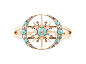 Barse Jewelry Blue Composite Turquoise Gold Tone Celestial Cuff Bracelet