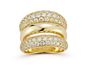 Rachel Zoe 14K Yellow Gold Over Sterling Silver Cubic Zirconia Triple Dome Stacked Ring