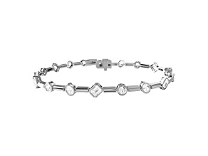 14k White Gold 2.84ctw Multi Shape Lab Grown Diamond Link Bracelet 7" VVS-VS, E-F