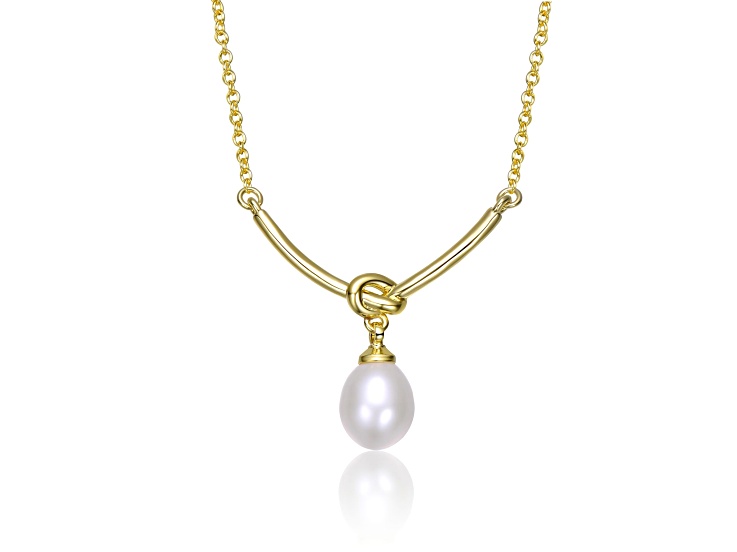 White Freshwater Pearl, 14K Gold Plated over Sterling Silver Y-Shaped Necklace