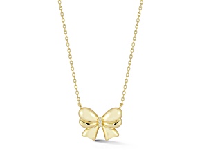 Rachel Zoe 14K Yellow Gold Over Sterling Silver Cubic Zirconia Puffed Bow Pendant Necklace