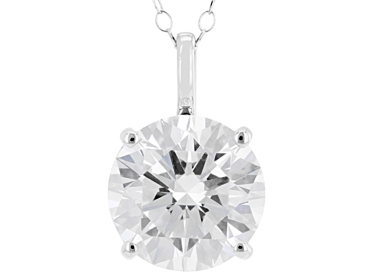 Certified Round White Lab-Grown Diamond F VS1 14k White Gold Solitaire Pendant 4.00ct
