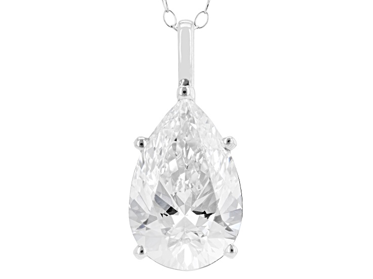 Certified Pear White Lab-Grown Diamond F VS1 14k White Gold Solitaire Pendant 4.00ct