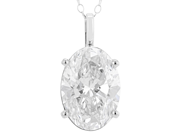 Certified Oval White Lab-Grown Diamond F VS1 14k White Gold Solitaire Pendant 5.00ct