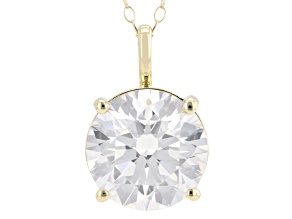 Certified Round White Lab-Grown Diamond F VS1 14k Yellow Gold Solitaire Pendant 5.00ct