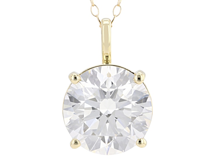 Certified Round White Lab-Grown Diamond F-VS1 14k Yellow Gold Solitaire Pendant 5.00ct