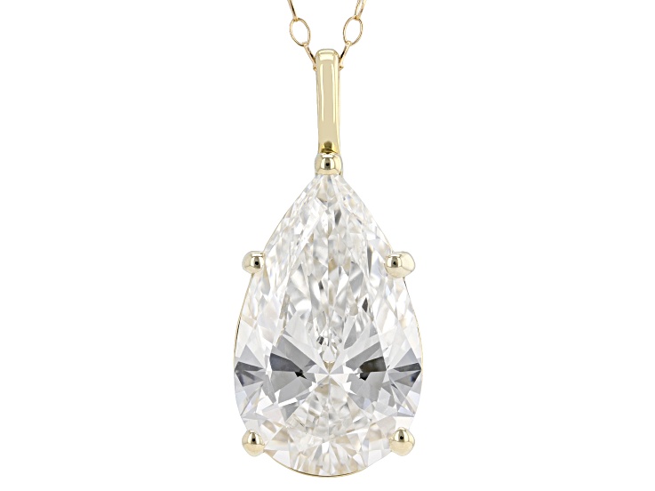 Certified Pear White Lab-Grown Diamond F VS1 14k Yellow Gold Solitaire Pendant 5.00ct