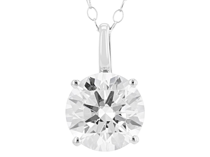 Certified Round White Lab-Grown Diamond F VS1 14k White Gold Solitaire Pendant 2.00ct
