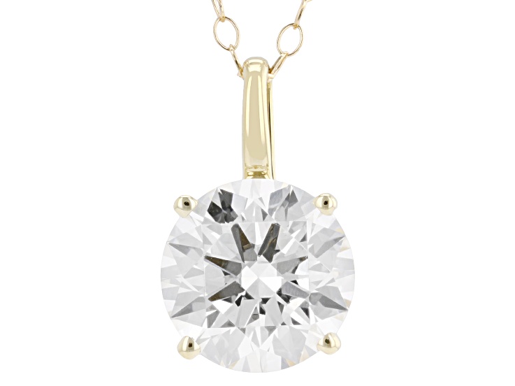 Certified Round White Lab-Grown Diamond F VS1 14k Yellow Gold Solitaire Pendant 2.00ct
