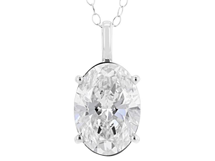 Certified Oval White Lab-Grown Diamond F VS1 14k White Gold Solitaire Pendant 3.00ct