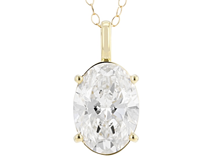 Certified Oval White Lab-Grown Diamond F VS1 14k Yellow Gold Solitaire Pendant 3.00ct