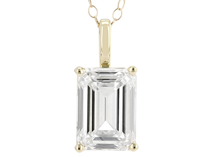 Certified Emerald Cut White Lab-Grown Diamond F VS1 14k Yellow Gold Solitaire Pendant 3.00ct