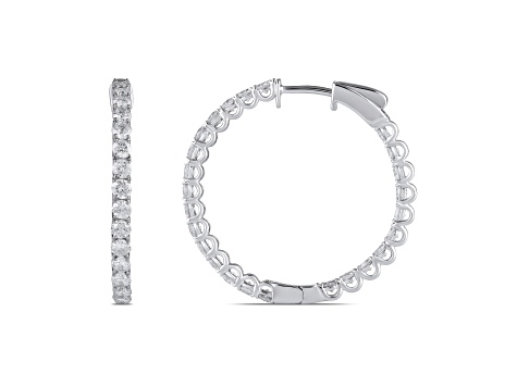 White Diamond H-I I1 14K White Gold Hoop Earrings 2.00ctw