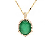 5.52 Ctw Emerald and 0.28 Ctw White Diamond Pendant in 14K YG