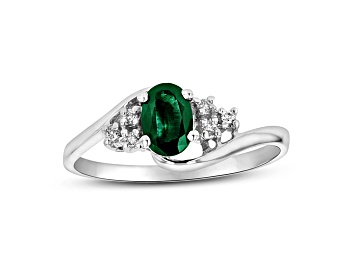 Picture of 0.35ctw Emerald and Diamond Ring in 14k White Gold