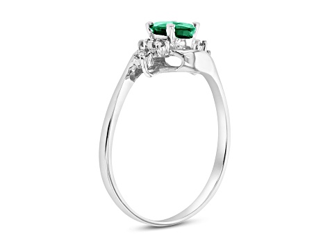 0.35ctw Emerald and Diamond Ring in 14k White Gold