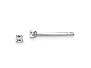 Sterling Silver Rhodium-plated 2mm Round CZ Stud Earrings