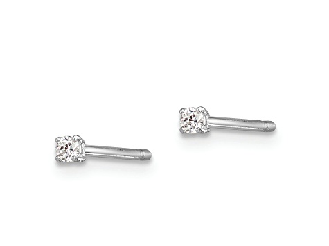 Sterling Silver Rhodium-plated 2mm Round CZ Stud Earrings
