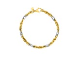 14k Yellow-White Gold, 4.50mm Two-Tone Mixed Rope Chain Bracelet 7.50 inch