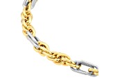 14k Yellow-White Gold, 4.50mm Two-Tone Mixed Rope Chain Bracelet 7.50 inch