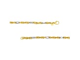 14k Yellow-White Gold, 4.50mm Two-Tone Mixed Rope Chain Bracelet 7.50 inch