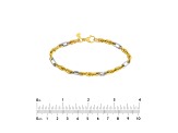 14k Yellow-White Gold, 4.50mm Two-Tone Mixed Rope Chain Bracelet 7.50 inch