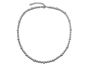 Clear Cubic Zirconia, White Gold Plated over Brass Tennis Chain Necklace