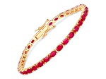 Pink Ruby 10K Yellow Gold Oval Tennis Bracelet 9.18ctw - 1KZI4B | JTV