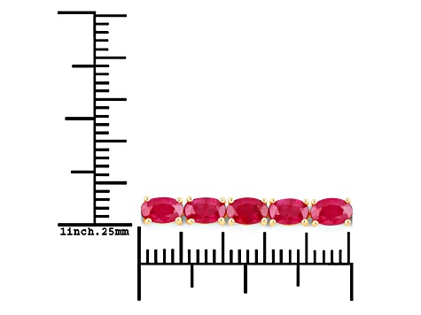 Pink Ruby 10K Yellow Gold Oval Tennis Bracelet 9.18ctw - 1KZI4B | JTV