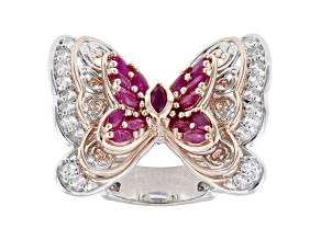Red Ruby Rhodium & 18k Rose Gold Over Palladium Sterling Silver Two-Tone Ring 2.34ctw