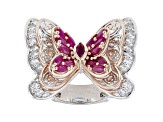 Red Ruby Rhodium & 18k Rose Gold Over Palladium Sterling Silver Two-Tone Ring 2.34ctw