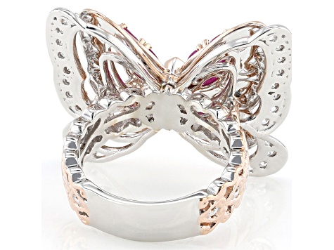 Red Ruby Rhodium & 18k Rose Gold Over Palladium Sterling Silver Two-Tone Ring 2.34ctw