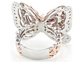 Red Ruby Rhodium & 18k Rose Gold Over Palladium Sterling Silver Two-Tone Ring 2.34ctw