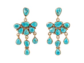 Barse Jewelry Blue Composite Turquoise Golden Durango Chandelier Earrings