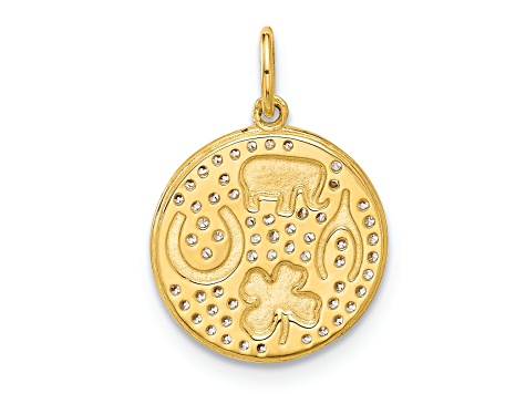 アクセサリー COOTIE SymbolCarabiner GOLD 10k Yellow Gold Polished Cubic Zirconia Good Luck Medallion