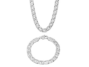 Stainless Steel Mariner Link Chain Necklace and Bracelet Set