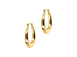 Gold Tone over Sophisticated Steel Polished Oval Hoop Earrings