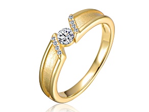 Clear Cubic Zirconia, 14K Gold Plated over Sterling Silver Wedding Ring