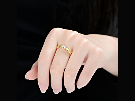 Clear Cubic Zirconia, 14K Gold Plated over Sterling Silver Wedding Ring ...