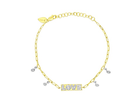 14kt Yellow Gold Paperclip LOVE Bracelet with Diamonds